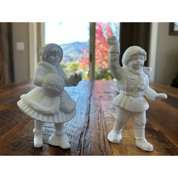 Department 56 Winter Silhouette Shiny Skates & Sled Porcelain Figurine Set Of 2 - Picture 9 of 10